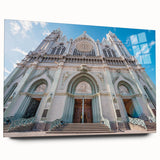 Acrylic print of Guanajuato, Mexico, showcasing vibrant buildings in abstract style, suitable for bedroom or dining room art.