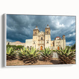 Vintage poster art of Oaxaca, Mexico scenery on extra-large framed canvas.