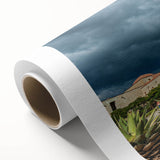 Art deco poster of Oaxaca scenery in pastel shades on rolled canvas, ideal for nursery wall art.