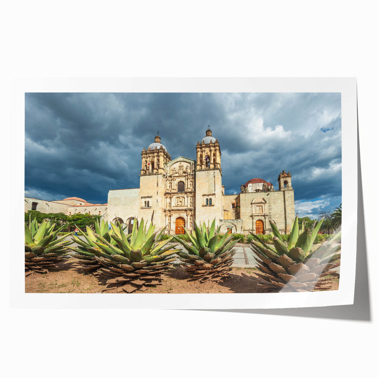 Extra large rolled print featuring Oaxaca, Mexico scenery with vibrant floral elements, ideal for art wall dining room.