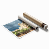 Extra large rolled print depicting vibrant Mexican Oaxaca landscape with floral elements.