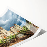 Extra large rolled print featuring line art flowers in muted earth tones, ideal for large living room wall decor.