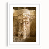 Abstract art print depicting a vibrant Quintana Roo scenery on a white-framed mat, ideal for dining room decor.