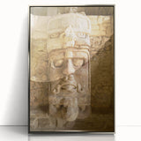 Mid-century modernist art depicting a serene Quintana Roo landscape in muted tones on a framed acrylic print.