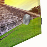 Large abstract wall art depicting a Yucatan scenery in mid-century modernist style on acrylic glass.