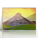 Acrylic print of Yucatan scenery with vibrant green and blue tones in an art deco style, ideal for modern art wall decor.