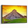 Black and white landscape art painting of Yucatan, Mexico on framed canvas, ideal for bedroom wall decor.
