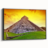 Black and white landscape art painting of Yucatan, Mexico on framed canvas, ideal for bedroom wall decor.