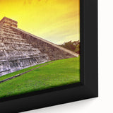 Extra large framed canvas of a textured black wall art depicting colorful Yucatan scenery, ideal for living room decor.