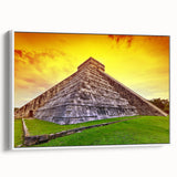 Vintage poster art of Yucatan, Mexico on extra large framed canvas, featuring vibrant colors on a black background.