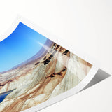 Extra large wall art featuring line art flowers in muted earth tones on a rolled canvas.