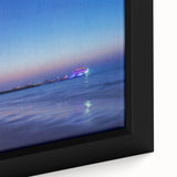 Framed canvas featuring a textured, colorful depiction of the Dubai skyline on a black background.