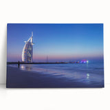 Black and white stretched canvas of Dubai skyline, ideal for kitchen wall art or bedroom ambiance.