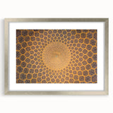Textured abstract art print depicting a Middle Eastern scenery in muted earth tones, framed with a silver mat.
