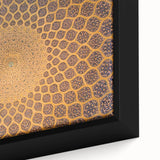 Extra large framed canvas featuring a textured depiction of a Middle Eastern scenery in vibrant, colorful art.