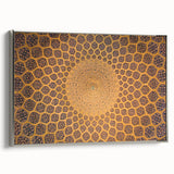 Landscape art painting featuring a Middle Eastern scenery on framed canvas, with a palette of silver and black tones.