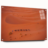 Acrylic print of a Middle Eastern landscape with earth tones, ideal for dining room art.