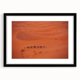 Abstract art print of a Middle Eastern scenery in vibrant colors on a large canvas, ideal for living room decor.