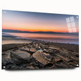 Acrylic print of the Dead Sea landscape in muted blues and grays, ideal for bedroom or dining room decor.