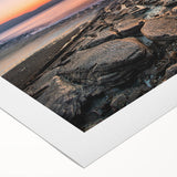Art deco poster of the Dead Sea in muted blues and grays on rolled canvas, suitable for dining room or bathroom decor.