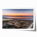 Rolled print of the Dead Sea with muted blue and sandy hues, ideal for art wall dining room.