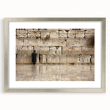 Textured art print of Jerusalem skyline in muted earth tones on a framed canvas, suitable for bedroom decor.