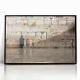 Large abstract wall art depicting Jerusalem skyline in muted earth tones on a framed acrylic print.