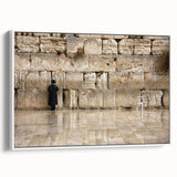 Vintage poster art of Jerusalem in colorful tones on framed canvas, ideal for living room decor.