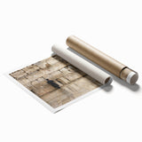 Extra large rolled print of Jerusalem scenery with muted earth tones, ideal for classy bathroom wall art.