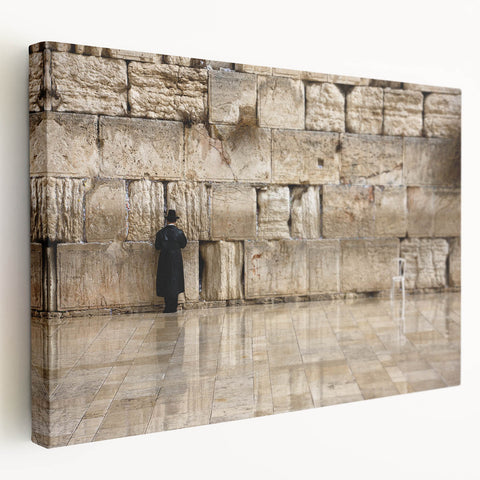 Large canvas print of Jerusalem cityscape in muted earth tones, ideal for kitchen wall art.