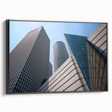 Black and white framed canvas of Tel Aviv landscape, in vintage poster style, ideal for bedroom decor.