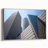 Framed canvas depicting a colorful Tel Aviv landscape in a vintage poster style, suitable for living room decor.