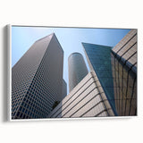 Vintage poster art of Tel Aviv skyline in colorful hues on extra large framed canvas, ideal for living room decor.