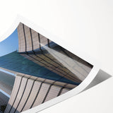 Extra large wall art featuring line art flowers and a Tel Aviv cityscape in black and white.