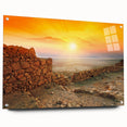 Large abstract wall art of a Middle Eastern scenery in vibrant earth tones on acrylic glass.