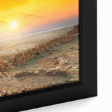 Extra large framed canvas of a textured, colorful Middle Eastern scenery, ideal for living room decor.