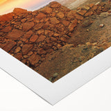 Art deco poster of a Middle Eastern landscape in muted earth tones on rolled canvas, suitable for dining room decor.