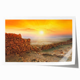 Extra large rolled print of a Middle Eastern landscape in muted earth tones, suitable for art wall dining room.