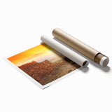 Extra large rolled print featuring a Middle Eastern scenery with floral elements in muted tones.