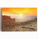 Black and white large art print of Middle East scenery on stretched canvas, ideal for kitchen wall art.