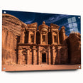 Acrylic glass print of a Jordanian landscape in earth tones, suitable for bedroom or dining room decor.