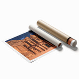 Extra large rolled print depicting a scenic Jordan landscape with floral accents.