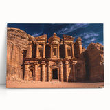 Black and white photograph of Jordanian landscape on stretched canvas.