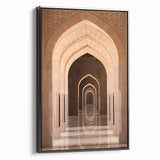 Black and white framed canvas depicting a vintage-style Middle Eastern landscape, ideal for bedroom wall art.