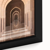 Extra large framed canvas featuring a textured black wall art depiction of a Middle Eastern Oman scenery.