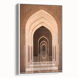 Vintage poster art of an Omani landscape on framed canvas, featuring colorful art in extra large format.