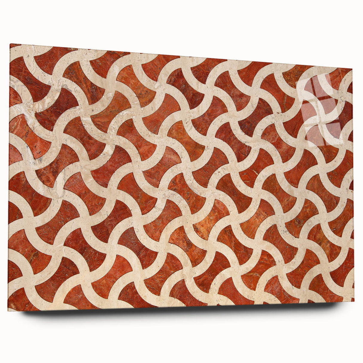 Large abstract wall art of a Qatar scenery in muted earth tones on acrylic glass, ideal for bedroom or dining room decor.