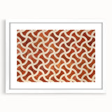 Abstract art print of Qatar scenery in muted earth tones, framed in white, suitable for dining or bedroom decor.