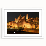 Abstract art print of a Saudi Arabian landscape in muted earth tones on a framed white mat, ideal for dining room decor.