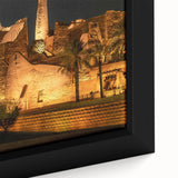 Extra large framed canvas featuring a textured, colorful depiction of a Middle Eastern scenery, ideal for living room decor.
